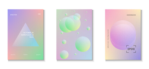 Gradient Poster. Vibrant Placard. Minimal Background. Grainy Abstract Shape. Violet Noise Holographic Set. Hipster Elements. Aesthetic Sphere Collection. Purple Gradient Poster