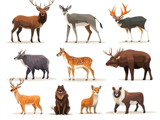 set of wild animals
