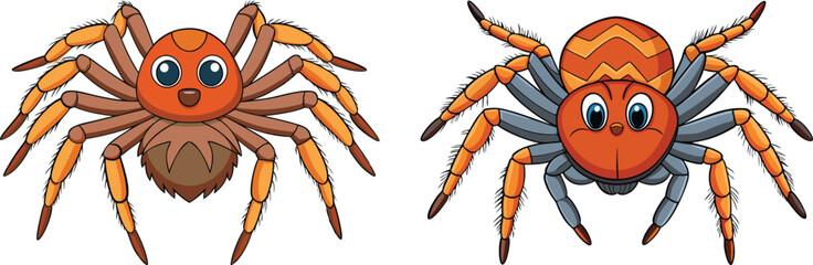 Spider Animal flat vector illustration on white background. 