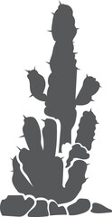 Mexican cactus black silhouette. Desert succulent icon