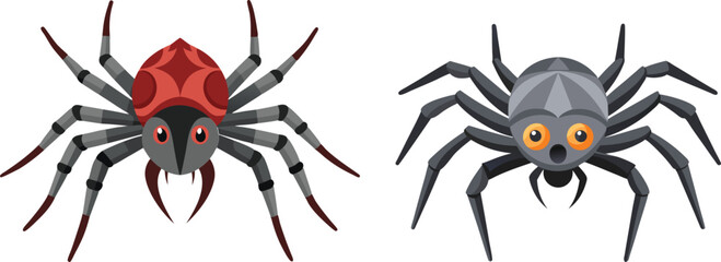 Spider Animal flat vector illustration on white background. 