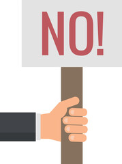 Male hand hold placard with no word. Protester banner