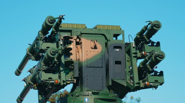 armored military vehicle weapon working, military forces concept, military mission. High quality 4k footage