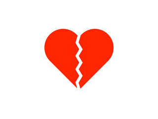 割れた幾何学的ハートマーク：赤