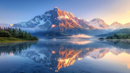 Majestic Mountain Reflection at Sunrise