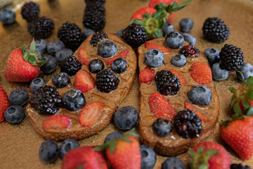 Breakfast Toast, Avocado, Berry, Banana Toast at Cafe Coffee Shop