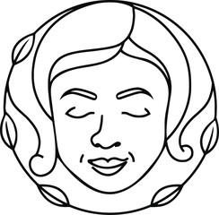 women line art luxury flower beauty skin care logo design	