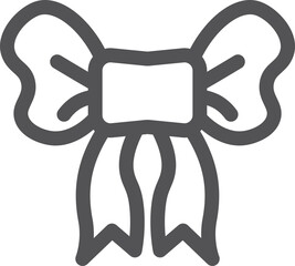 Gift ribbon bow line icon. Present decoration