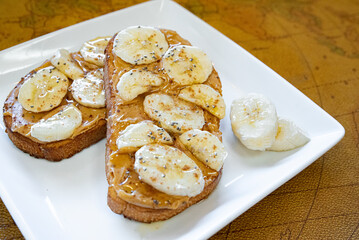 Breakfast Toast, Avocado, Berry, Banana Toast at Cafe Coffee Shop
