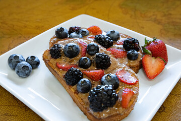 Breakfast Toast, Avocado, Berry, Banana Toast at Cafe Coffee Shop