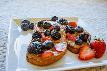 Breakfast Toast, Avocado, Berry, Banana Toast at Cafe Coffee Shop