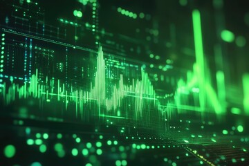 Fototapeta premium Green Digital Stock Chart Data Analysis