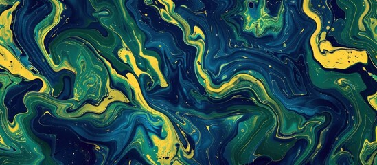 Abstract Swirling Blue and Green with Glittering Gold