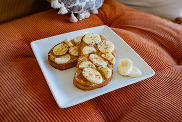 Breakfast Toast, Avocado, Berry, Banana Toast at Cafe Coffee Shop