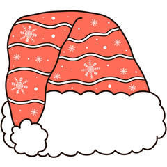 Groovy retro christmas santa hat clipart Trendy hippie cartoon doodle drawing art illustration