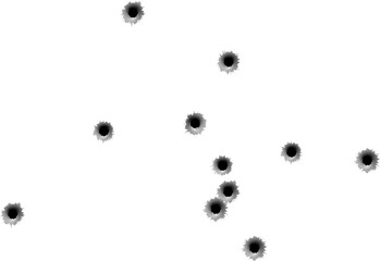 Bullet holes mockup. White surface realistic damage