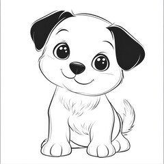 Obraz premium Delightful dog coloring activity designed for toddlers, featuring a cute, simple puppy illustration that sparks creativity and joy in young children