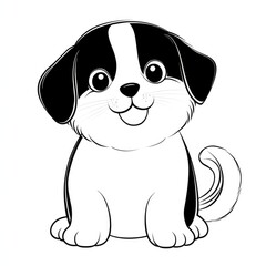 Delightful and simple dog coloring page perfect for toddlers to explore their creativity with an adorable cartoon puppy in a playful setting