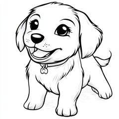 Simple and joyful dog illustration perfect for a child's coloring activity, encouraging creativity and imagination for toddlers and young kids