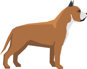 Pit bull breed color icon. Dog side view