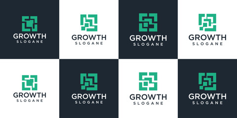 Set Design Illustration growth logo icon. abstract growth logo symbol.
