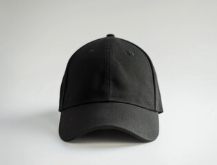black cap on a white background, minimalistic image with copy space