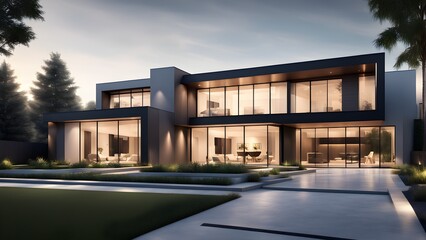 A large house with a large front yard and a driveway