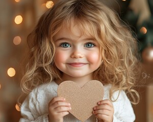 Little Girl Holding Heart-Shaped Card, Sweetest Daughter, Family Love, Special Bond, Child's Affection, Warm and Tender Moments, Celebrating Love, Cherished Memories, Adorable Toddler, Beautiful