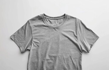 gray T-shirt on a white background, closeup image