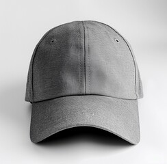 dark gray cap on a white background, smooth fabric, mockup, front view image