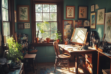 Fototapeta premium Artist's Retreat: Quaint Painter's Nook with Inspiring Surroundings