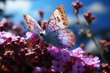A butterfly sitting on a lavender flower