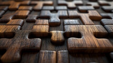 Perfectly Fitted Wooden Puzzle Pieces Showcasing Intricate Grain and Harmonious Design