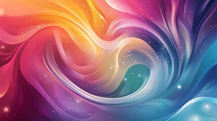 Abstract Swirling Lines in Vibrant Colors with Glimmering Lights