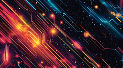 Fototapeta premium Abstract Digital Circuitry with Glowing Lines and Dots