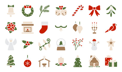 A set of Christmas decoration themed icons
