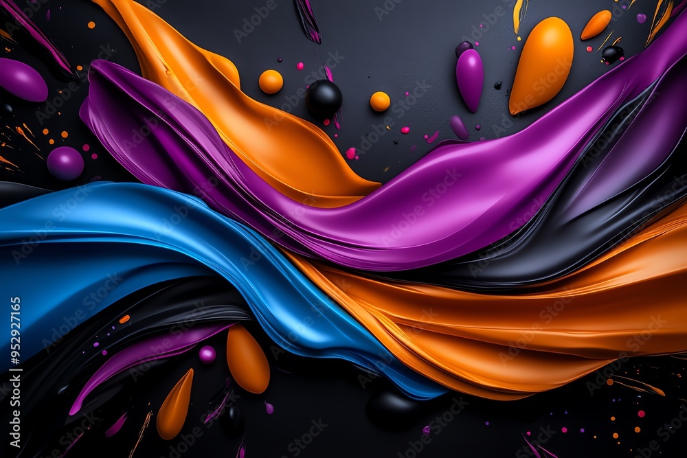 Poster Neon color abstract art with bold and expressive shapes, illustrated in a scene where abstract art features bold, expressive shapes in neon colors, creating a dynamic and visually exciting composition