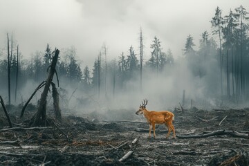 As nature recedes, rare animals like deer face extinction amidst the devastating effects of deforestation and habitat loss. Generative AI
