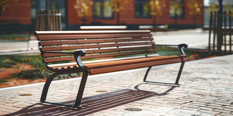 Defensive design Bench equipped with metal armrests to prevent individuals from lying down