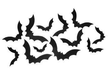 Paper bats for Halloween party on white background