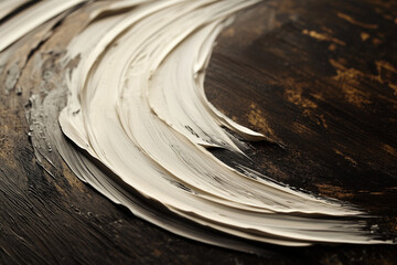 Sophisticated Decor: Smooth Trails of Cream Paint on Dark Wood