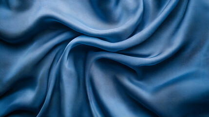 Obraz premium Silky blue fabric backdrop with soft waves for elegant, romantic fashion decoration, wallpaper and background.
