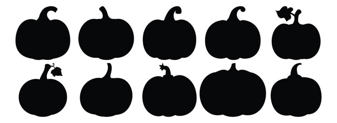 Pumpkin silhouettes set, vegetable pack of vector silhouette design, isolated background © FutureFFX