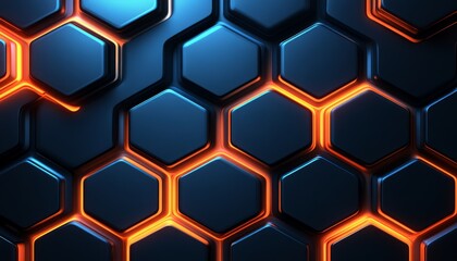 Obraz premium Abstract Hexagon Pattern with Glowing Orange and Blue Edges