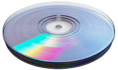 CD DVD disk isolated on transparent background. Circle cd-rom technology for computer data information digital storage, compact plastic media object, recordable, shiny, reflection