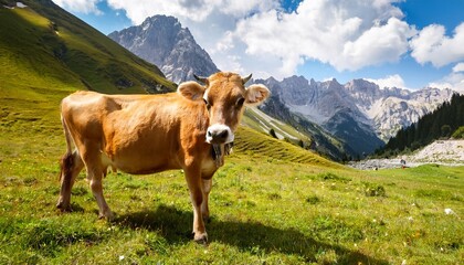 Naklejka premium cow in the mountains