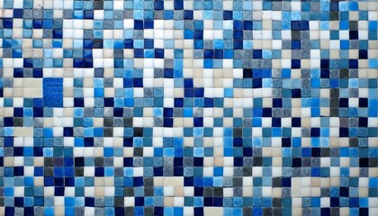 Fototapeta premium a blue and white mosaic tile the design is made up of many small tiles and the blue and white colors create a sense of movement and energy scene is dynamic and lively