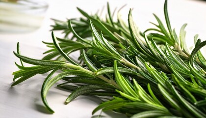 Fototapeta premium panning and close up shots of green fresh rosemary rosemary is a versatile herb with numerous medicinal and culinary benefits