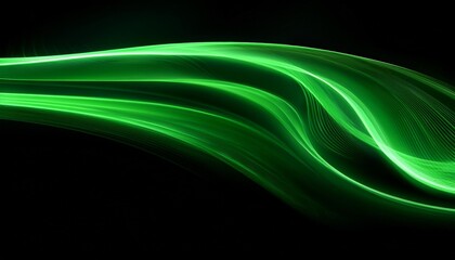 smooth curvy dynamic green lines glowing on a black background