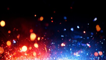fire sparkles on a black background abstract police banner in red and blue generative ai